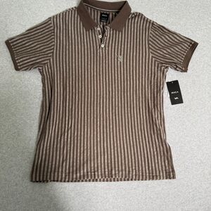 RVCA Men's Marco Polo Shirt Striped Cotton Size Medium